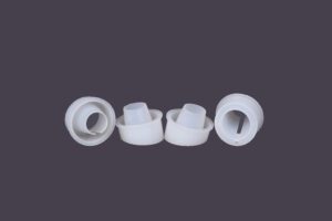 Blue and white plastic bottle caps